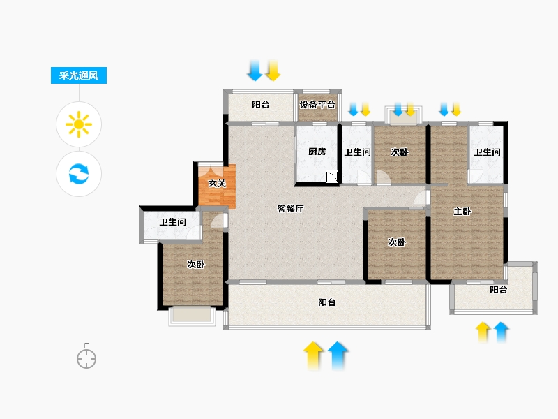 湖南省-长沙市-润和湘江天地-181.51-户型库-采光通风