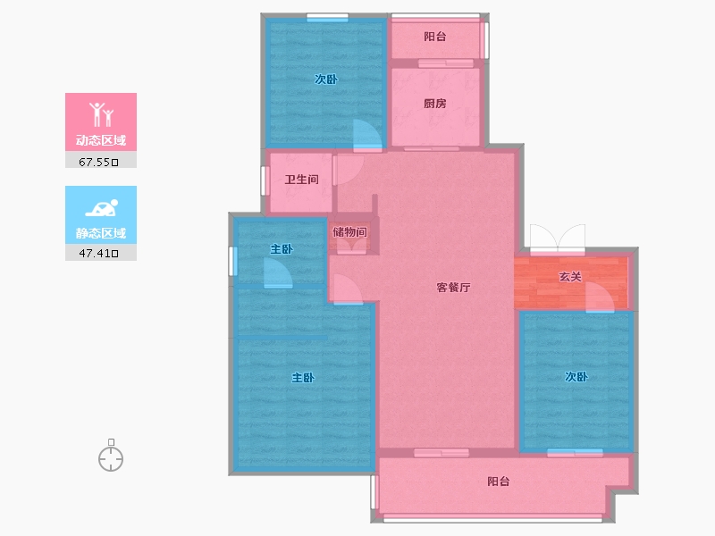 河南省-洛阳市-中浩德・山水文苑-102.74-户型库-动静分区