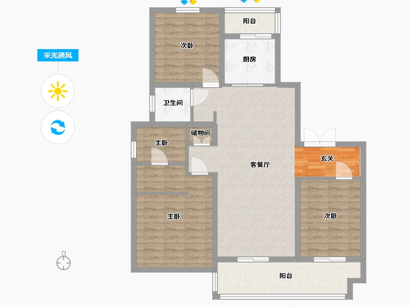 河南省-洛阳市-中浩德・山水文苑-102.74-户型库-采光通风