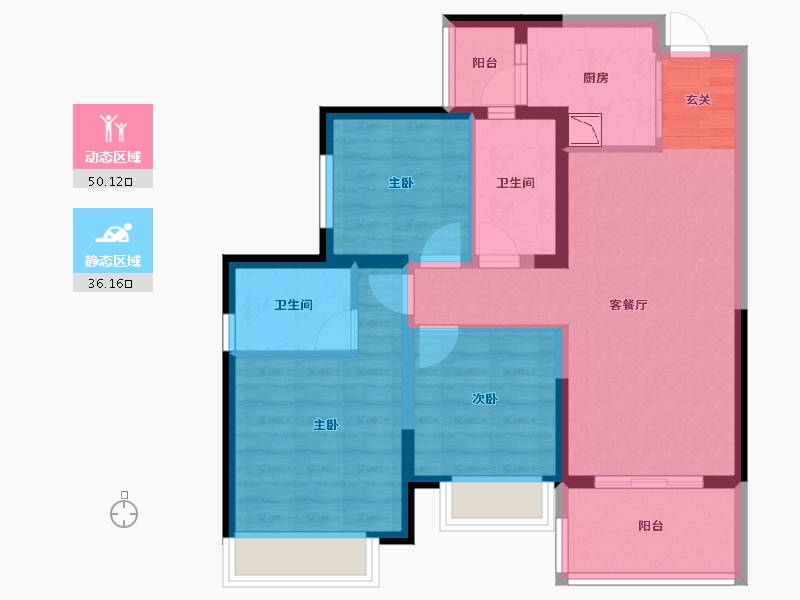 四川省-成都市-中海万锦熙岸二期-75.83-户型库-动静分区