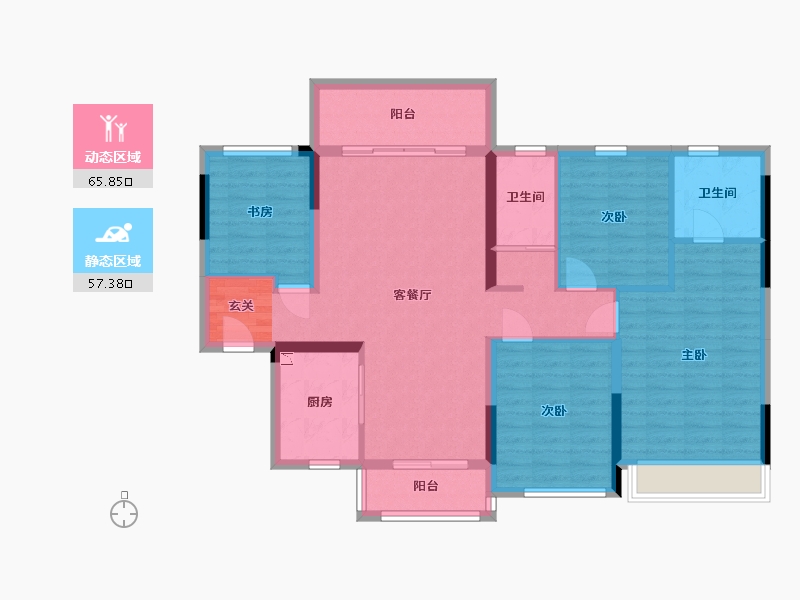 贵州省-贵阳市-碧桂园星荟-110.87-户型库-动静分区