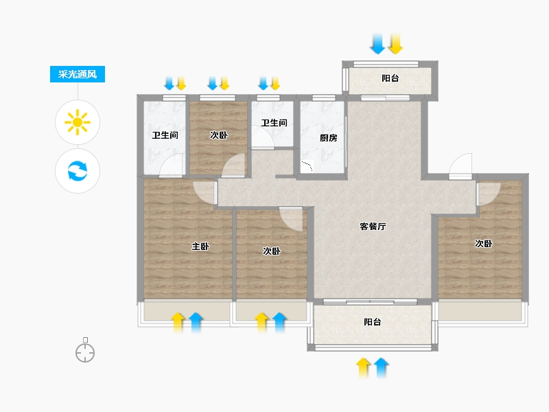 河南省-濮阳市-龙城天悦-108.00-户型库-采光通风