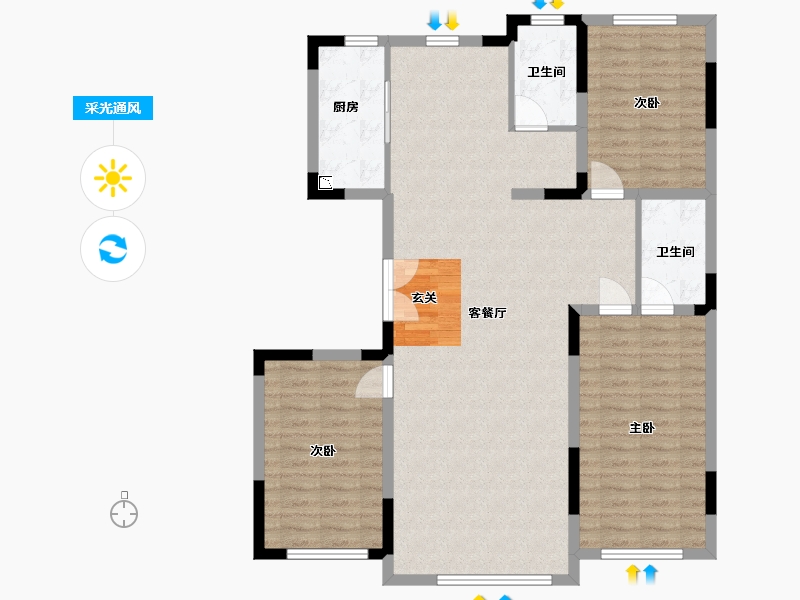 吉林省-长春市-中顺碧水园-112.06-户型库-采光通风