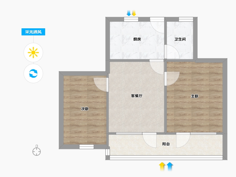 上海-上海市-宜川五村-51.82-户型库-采光通风