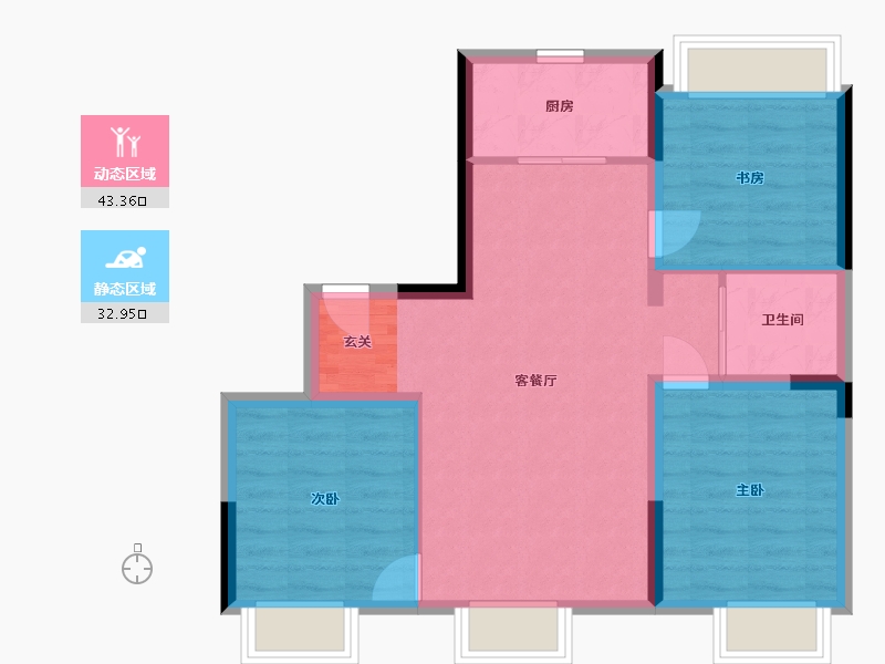 吉林省-长春市-碧桂园江山名筑-68.51-户型库-动静分区