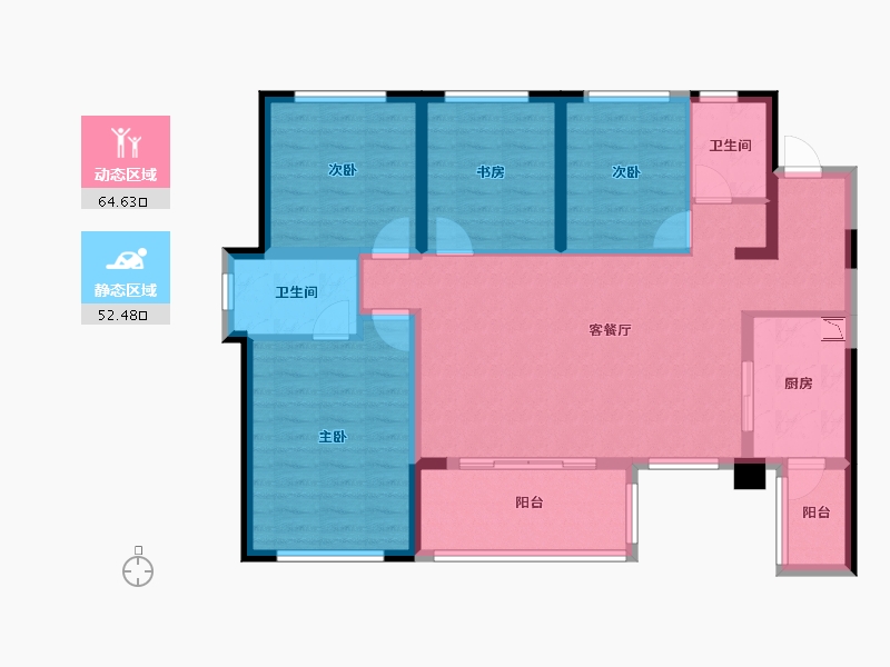 贵州省-贵阳市-青秀楠庭-104.65-户型库-动静分区