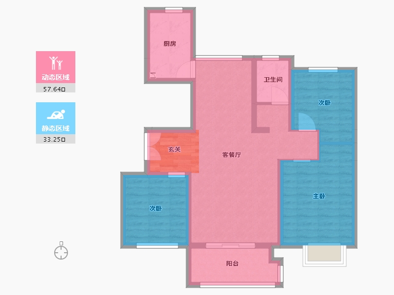 山东省-临沂市-泰鑫御园-80.65-户型库-动静分区