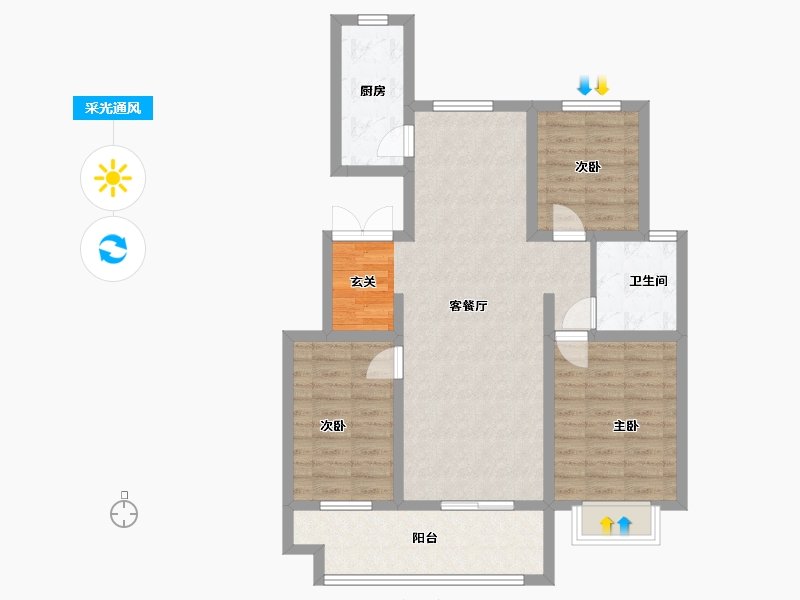 山东省-临沂市-城投华皓城-87.22-户型库-采光通风