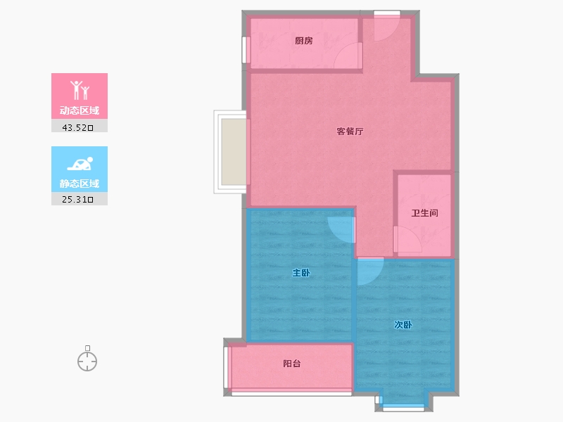 陕西省-西安市-翠屏湾-62.27-户型库-动静分区