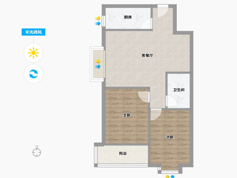 陕西省-西安市-翠屏湾-62.27-户型库-采光通风