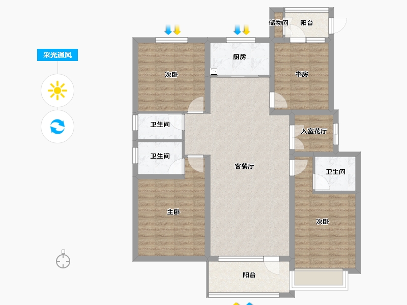 河北省-沧州市-荣盛名邸-113.90-户型库-采光通风