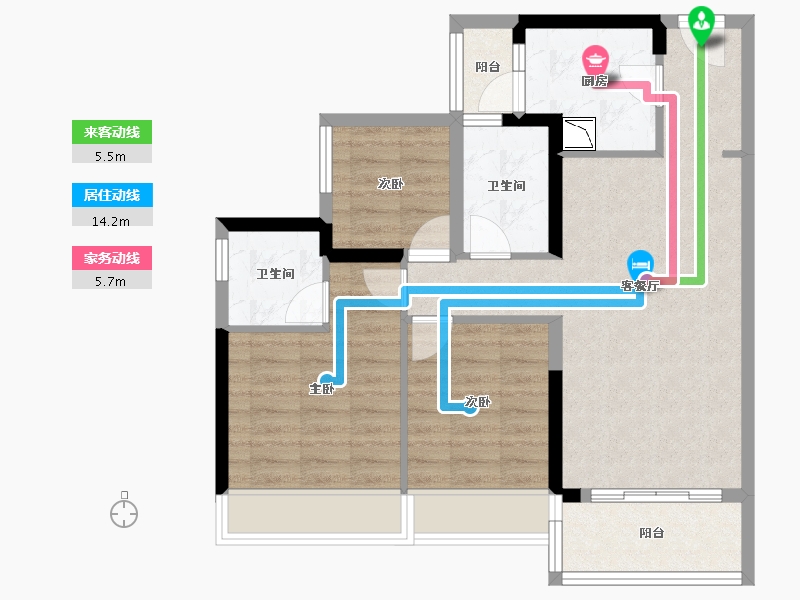 广东省-佛山市-金辉·优步大道-75.17-户型库-动静线