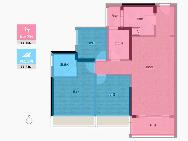 广东省-佛山市-金辉·优步大道-75.17-户型库-动静分区