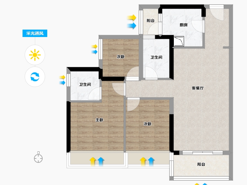 广东省-佛山市-金辉·优步大道-75.17-户型库-采光通风