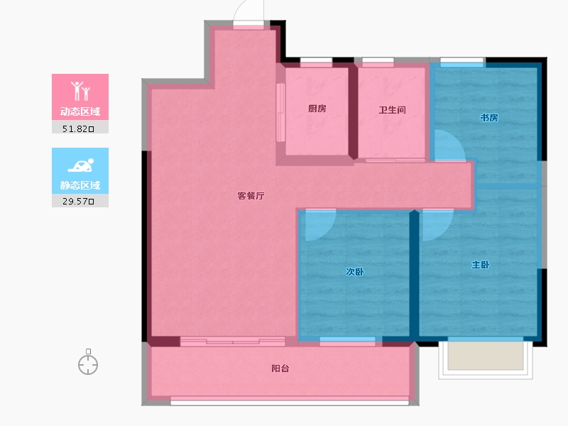 吉林省-长春市-大众置业上河湾-72.40-户型库-动静分区