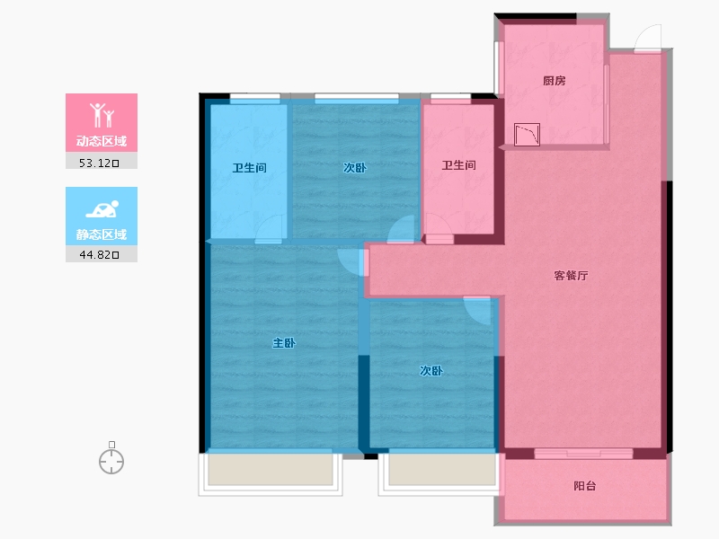 江苏省-南京市-仁恒城市星光-87.99-户型库-动静分区