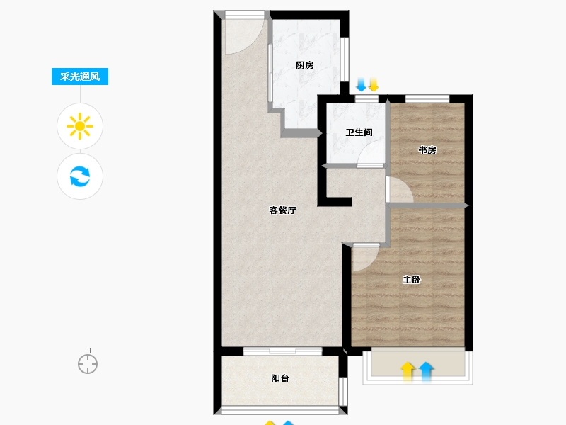 江苏省-南京市-保利观棠和府-60.94-户型库-采光通风