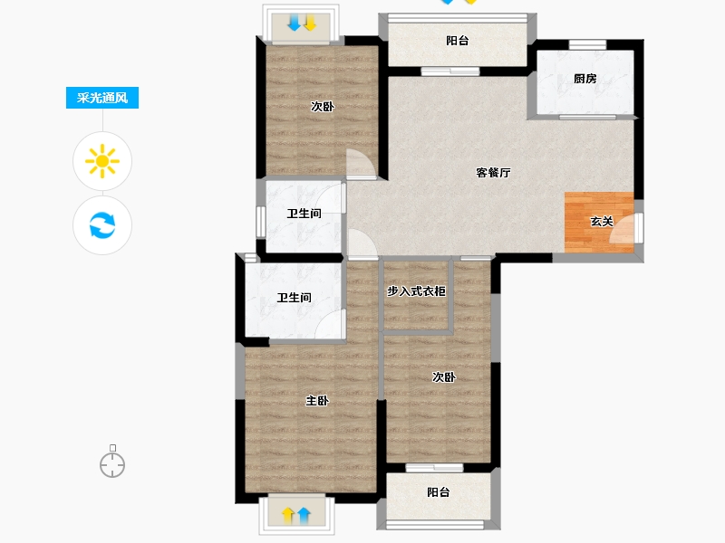 湖北省-武汉市-城投秀水青城-91.94-户型库-采光通风