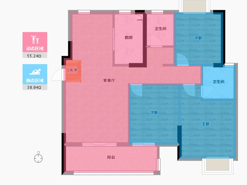 江西省-九江市-中辉御龙湾-84.80-户型库-动静分区