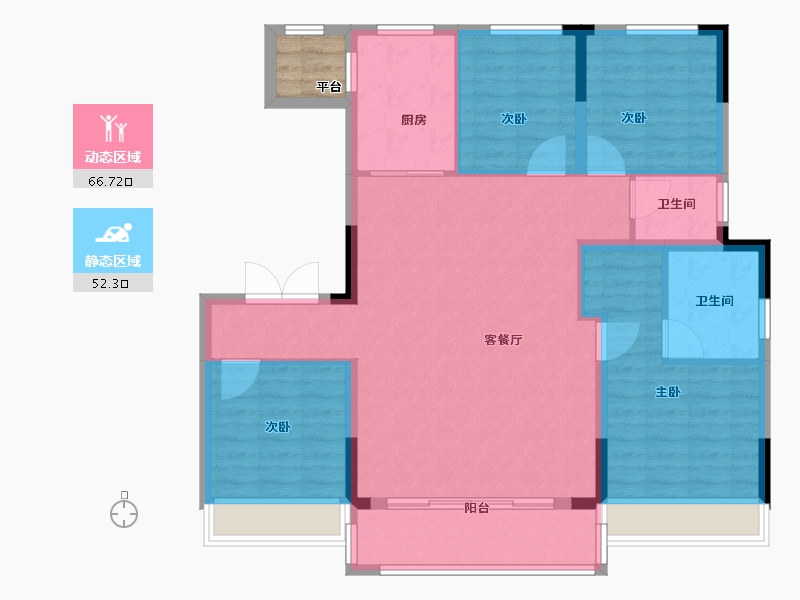 浙江省-温州市-弘阳上坤西湖四季-110.40-户型库-动静分区