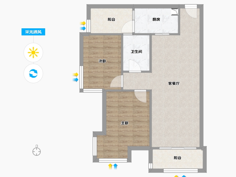 四川省-成都市-保利城三期-65.94-户型库-采光通风