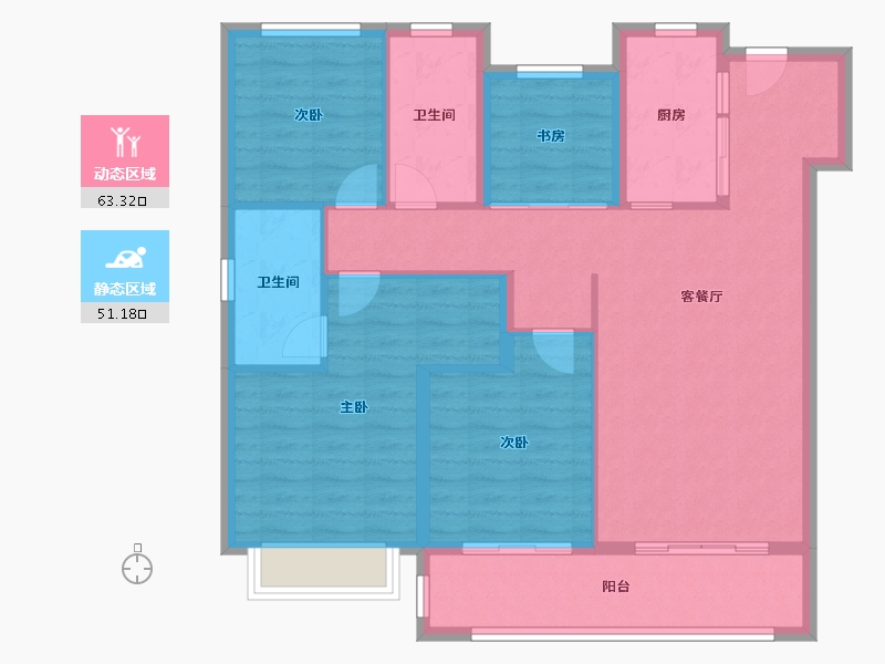 浙江省-温州市-万科星汇里-103.30-户型库-动静分区