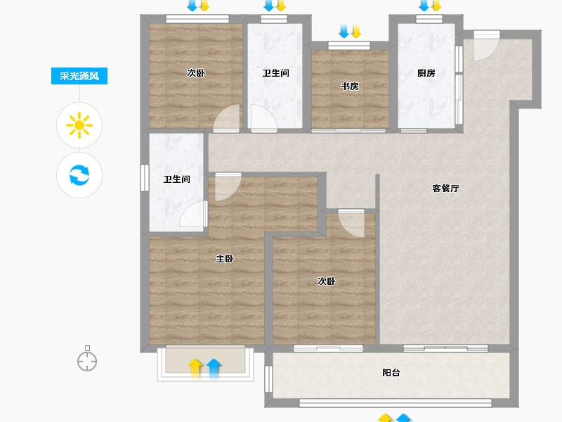 浙江省-温州市-万科星汇里-103.30-户型库-采光通风