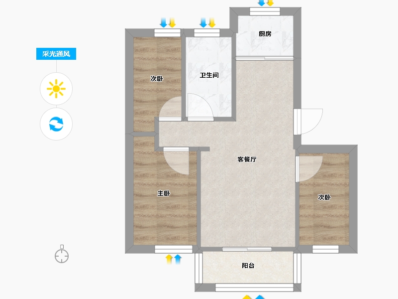 新疆维吾尔自治区-昌吉回族自治州-环宇世纪城北区-39.06-户型库-采光通风