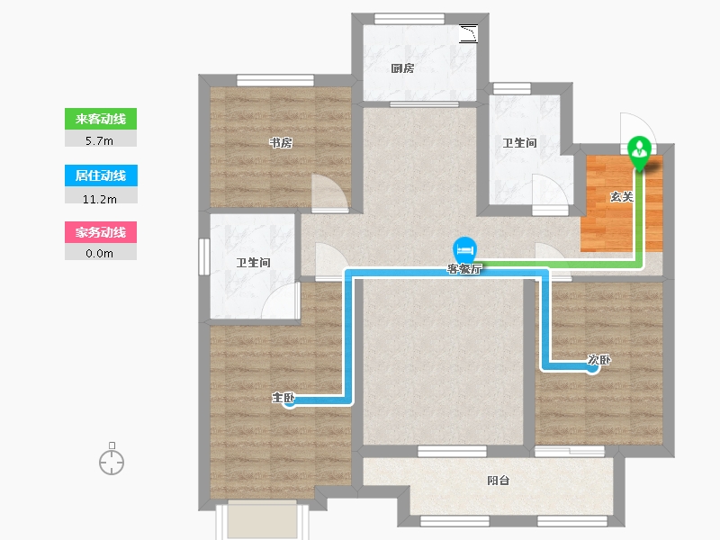 河北省-廊坊市-融创・时代壹号-80.76-户型库-动静线