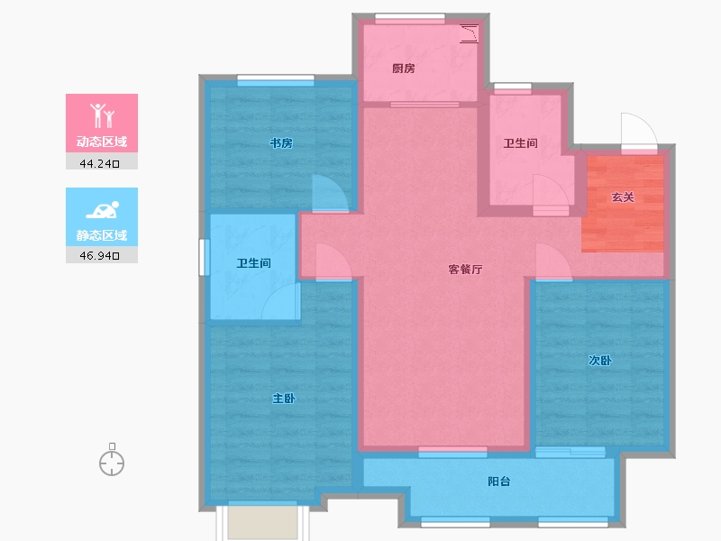 河北省-廊坊市-融创・时代壹号-80.76-户型库-动静分区