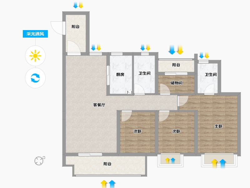 湖南省-长沙市-湾田・望江府-98.27-户型库-采光通风