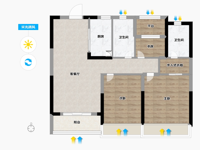 浙江省-温州市-招商德信博悦湾-76.80-户型库-采光通风