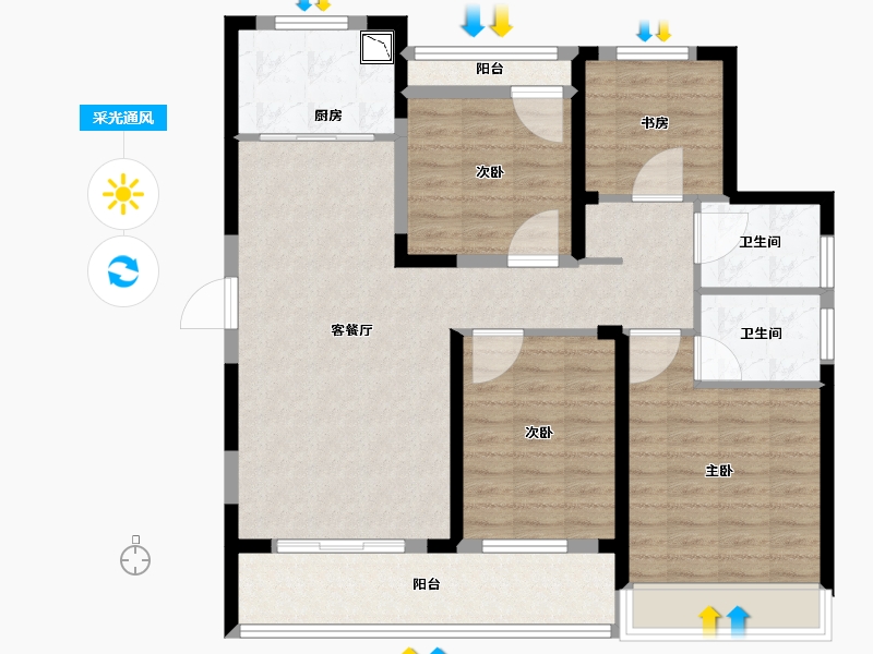 浙江省-温州市-招商德信博悦湾-103.21-户型库-采光通风