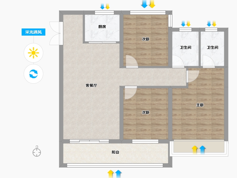 浙江省-温州市-国鸿大发清水湾-84.75-户型库-采光通风