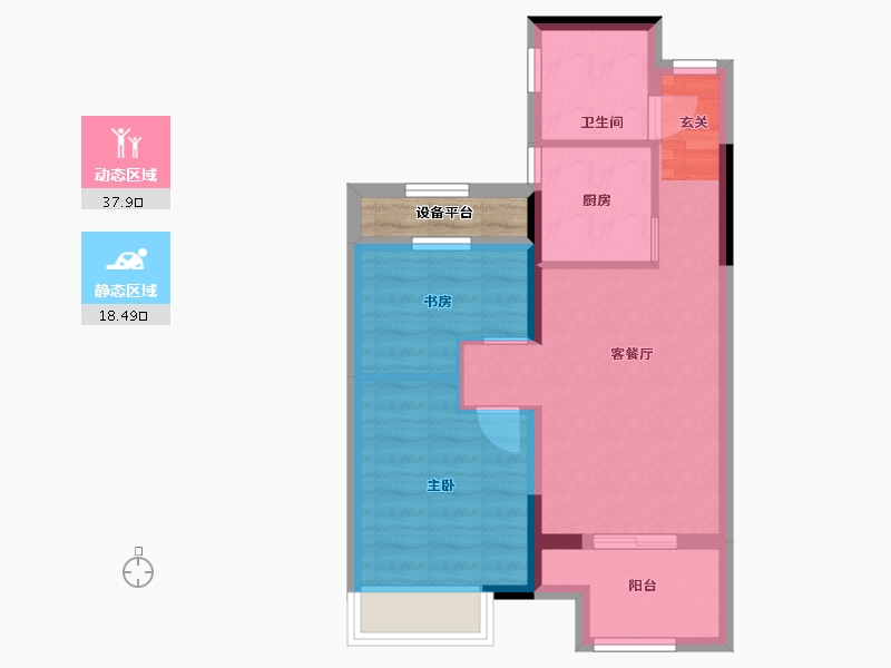 安徽省-宿州市-北京城房・北大学府-51.80-户型库-动静分区