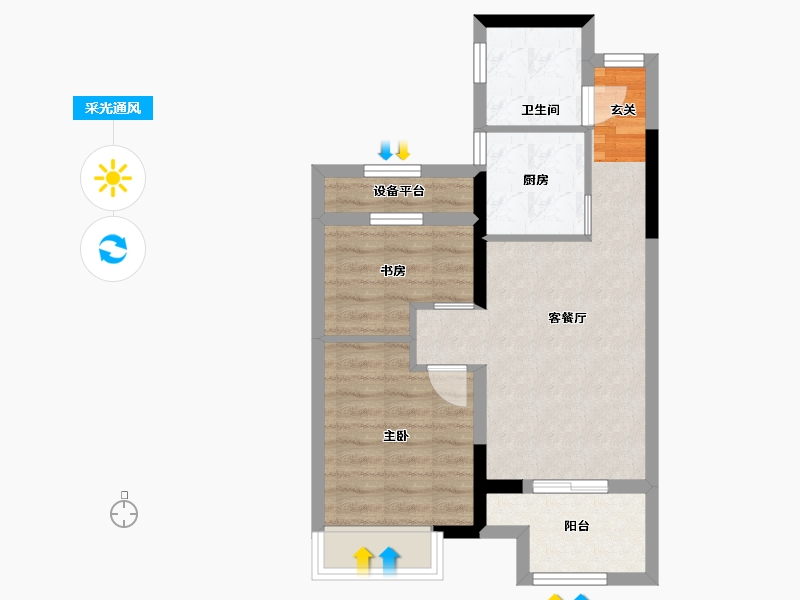 安徽省-宿州市-北京城房・北大学府-51.80-户型库-采光通风