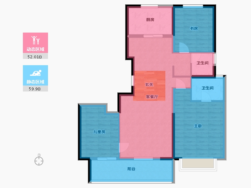 陕西省-西安市-紫薇・铂樾府-100.71-户型库-动静分区