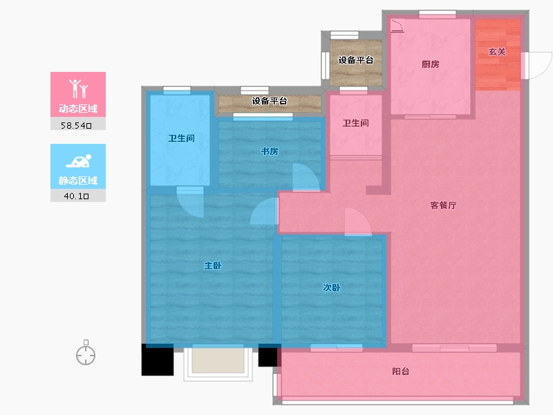 浙江省-舟山市-碧桂园・翡丽湾-91.63-户型库-动静分区