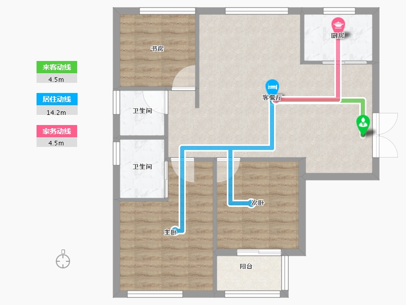 浙江省-温州市-万郡陶山府-76.80-户型库-动静线