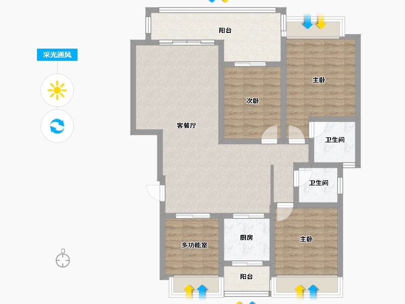 贵州省-遵义市-象山印象-107.73-户型库-采光通风