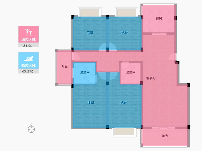 福建省-福州市-五凤兰庭-131.77-户型库-动静分区