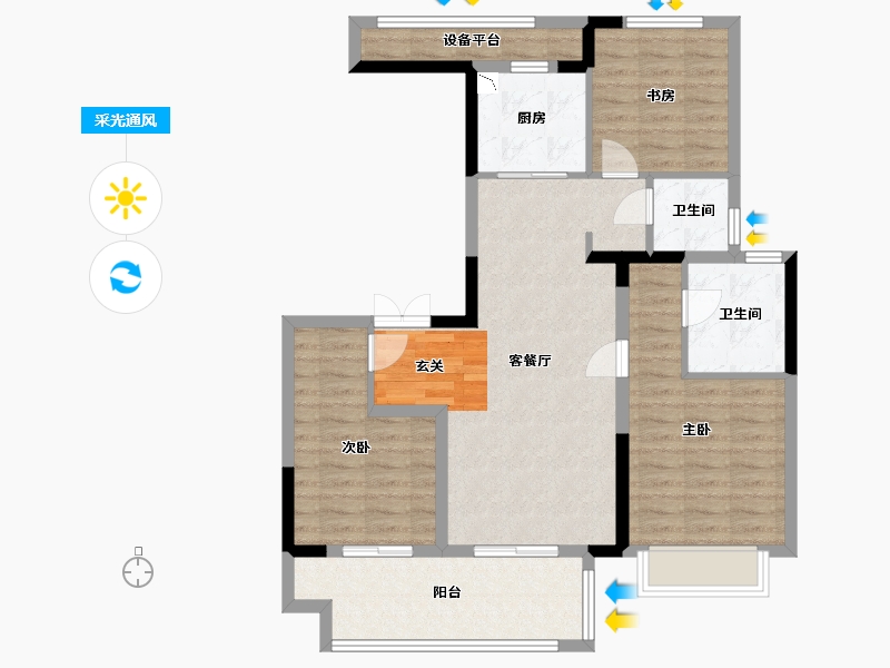 江苏省-常州市-牡丹水岸首府-90.48-户型库-采光通风