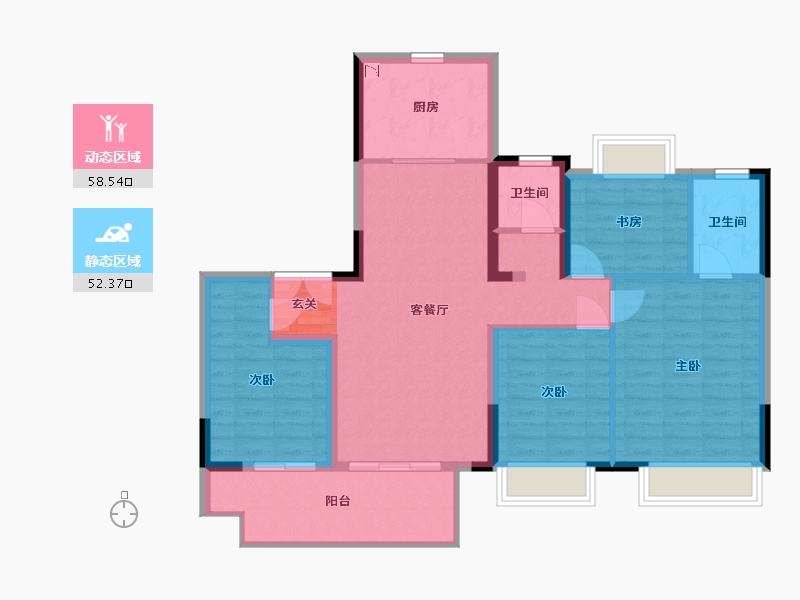 江苏省-常州市-牡丹水岸首府-100.00-户型库-动静分区