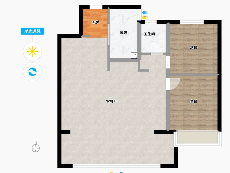 内蒙古自治区-包头市-中海铂悦公馆-80.00-户型库-采光通风