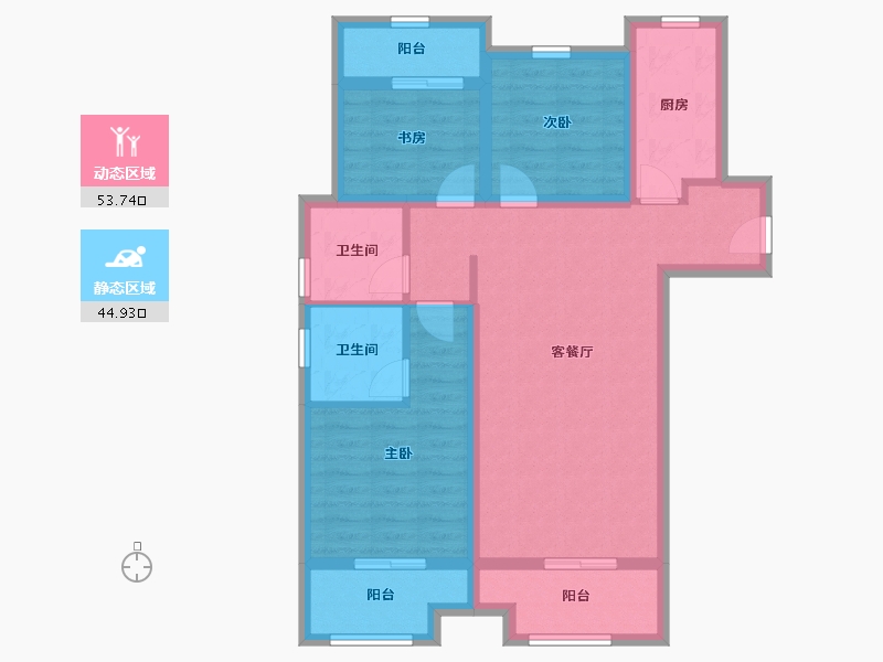 江苏省-镇江市-中骏四季阳光-86.92-户型库-动静分区