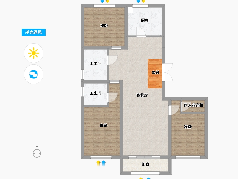 内蒙古自治区-包头市-青山枫景-94.08-户型库-采光通风