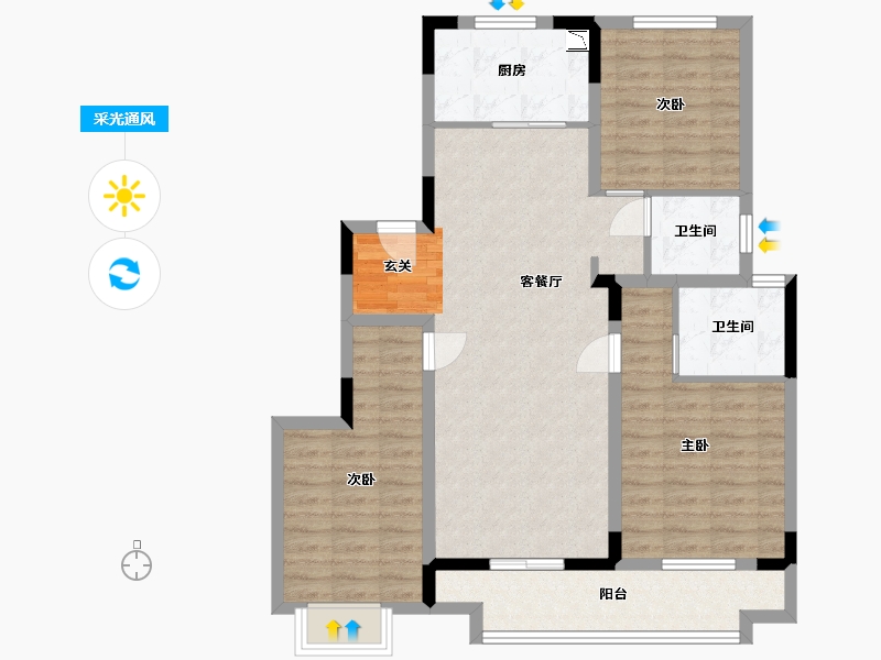 安徽省-蚌埠市-融创山水宸院-94.22-户型库-采光通风