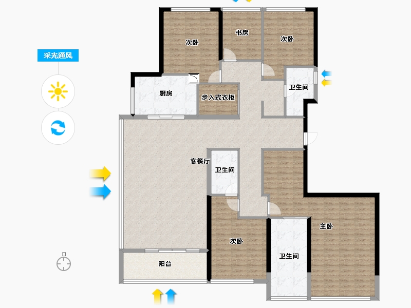 浙江省-杭州市-顺发和美家-200.00-户型库-采光通风