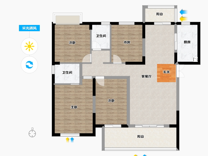 湖南省-长沙市-先导恒伟星雅韵-119.83-户型库-采光通风