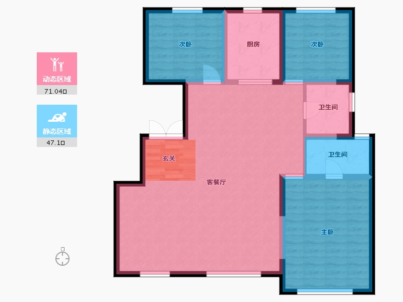 内蒙古自治区-包头市-中海铂悦公馆-107.59-户型库-动静分区